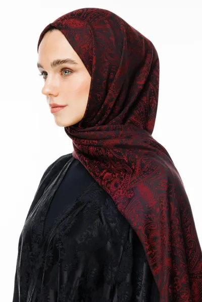 Siyah-Bordo Velora Desen Çift Taraflı Şal · Kaşmir
