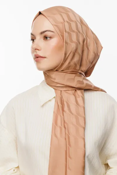 Rose Dalga Desen İpeksi Jakar Şal