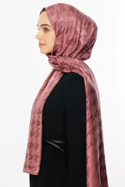 Gül Kurusu Kazayağı Desen Parlak Jakar Şal
