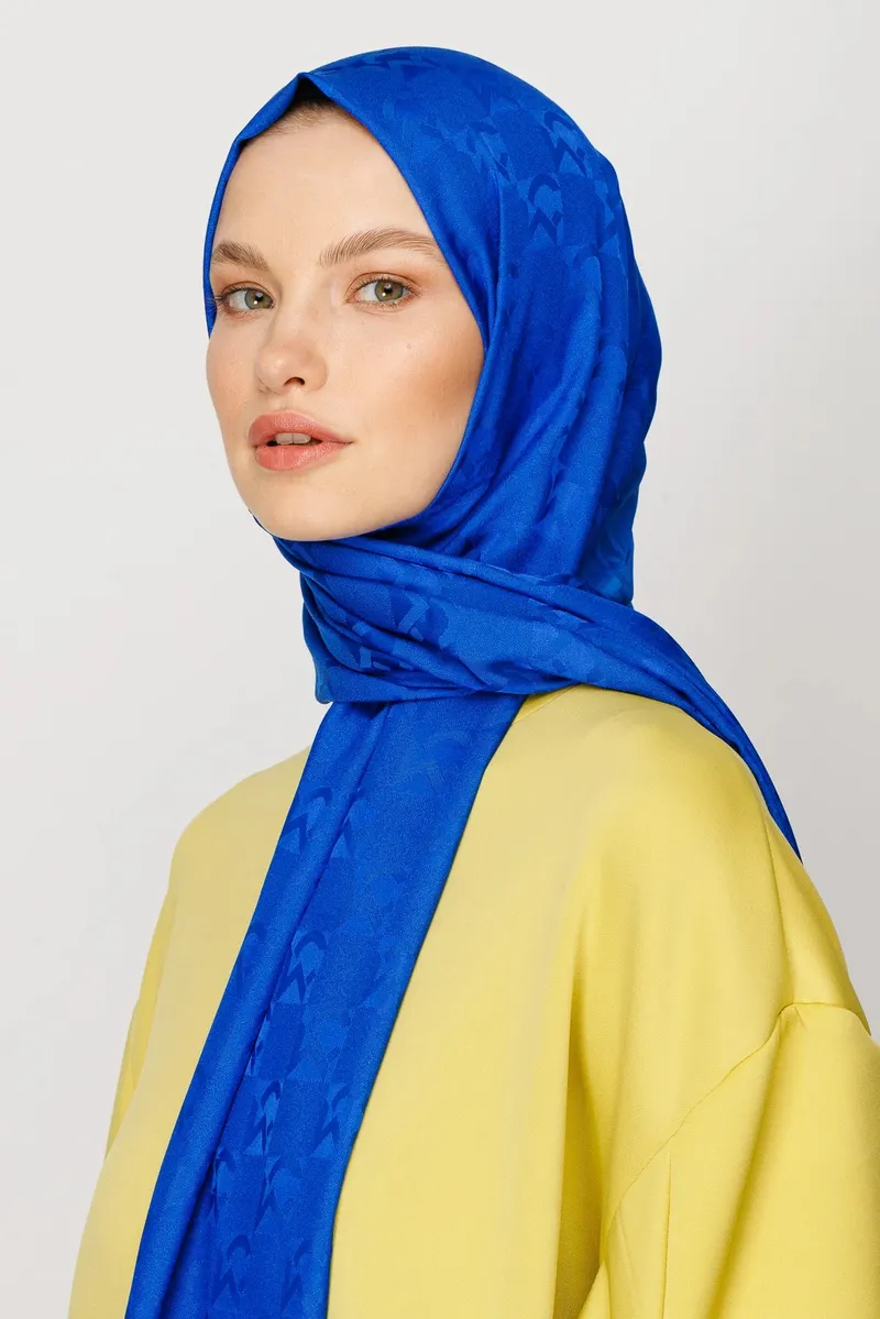 Saks Mavi Mc Desen Jakar Şal · Monogram Jakar