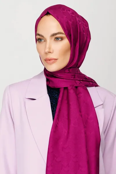 Mürdüm Mc Desen Jakar Şal · Monogram Jakar