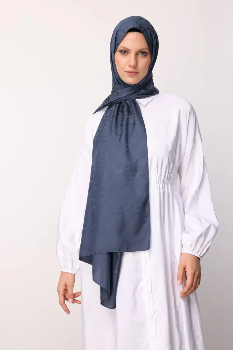 Gece Mavisi Mc Desen Jakar Şal · Monogram Jakar