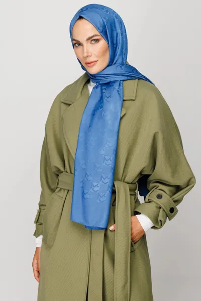 İndigo Mc Desen Jakar Şal · Monogram Jakar