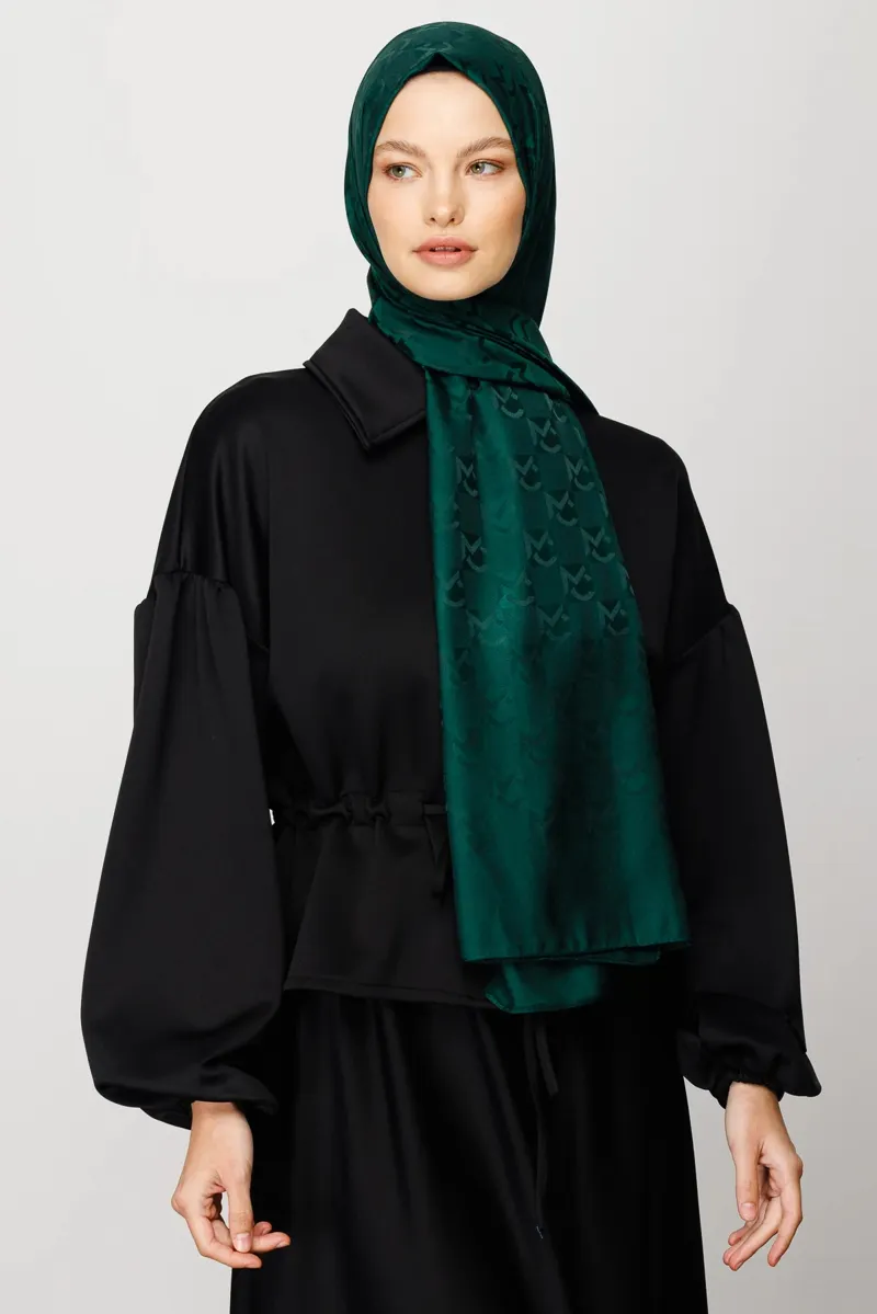 Zümrüt Mc Desen Jakar Şal · Monogram Jakar