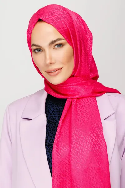 Fuşya Forever Desen Parlak Jakar Şal