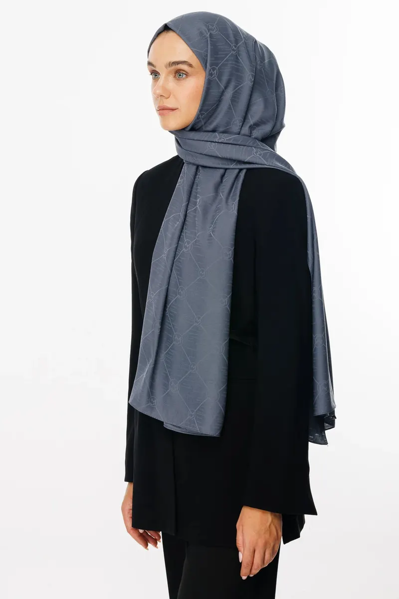 Füme Moon Is Desen Jakar Şal · Monogram Jakar