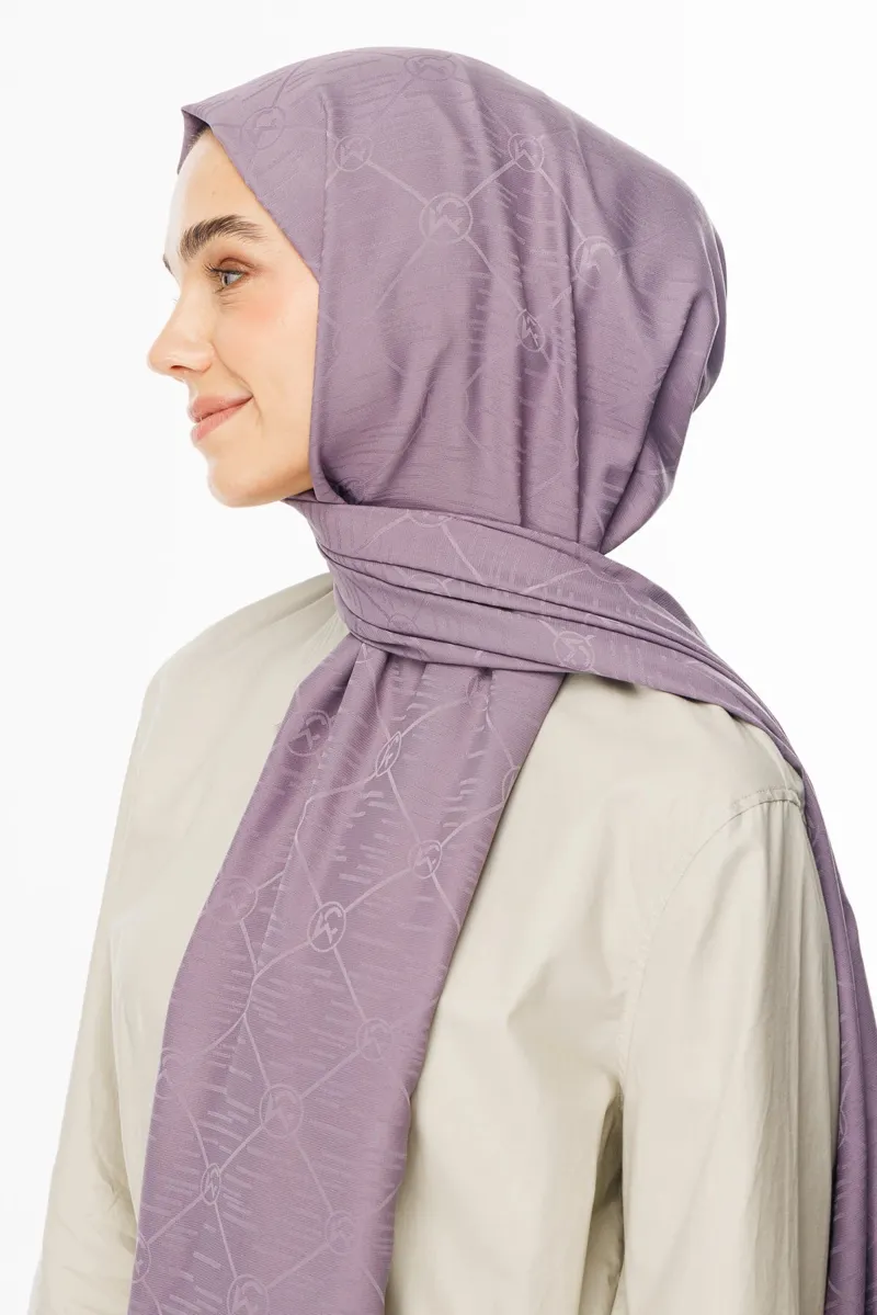 Lavanta Moon Is Desen Jakar Şal · Monogram Jakar