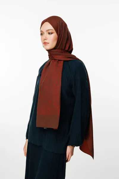 Acı Kahve-Kahve Henna Desen Çift Taraflı Şal · Kaşmir