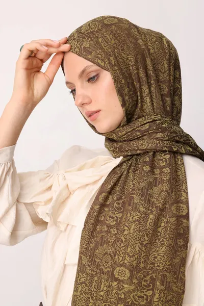 Acı Kahve-Somon Henna Desen Çift Taraflı Şal · Kaşmir