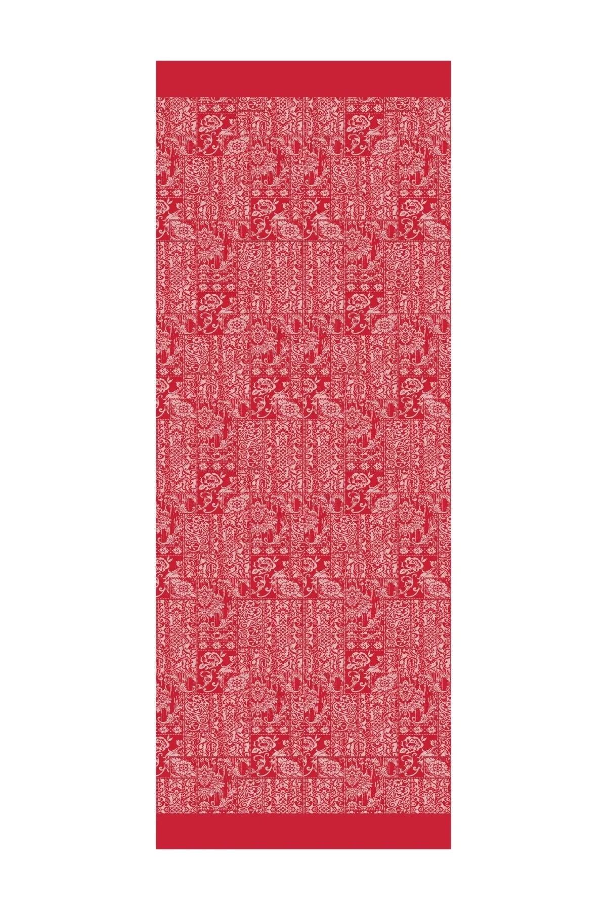 Bordo-Mint Yeşili Henna Desen Çift Taraflı Şal · Kaşmir