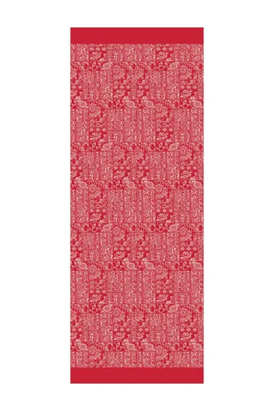 Bordo-Mint Yeşili Henna Desen Çift Taraflı Şal · Kaşmir