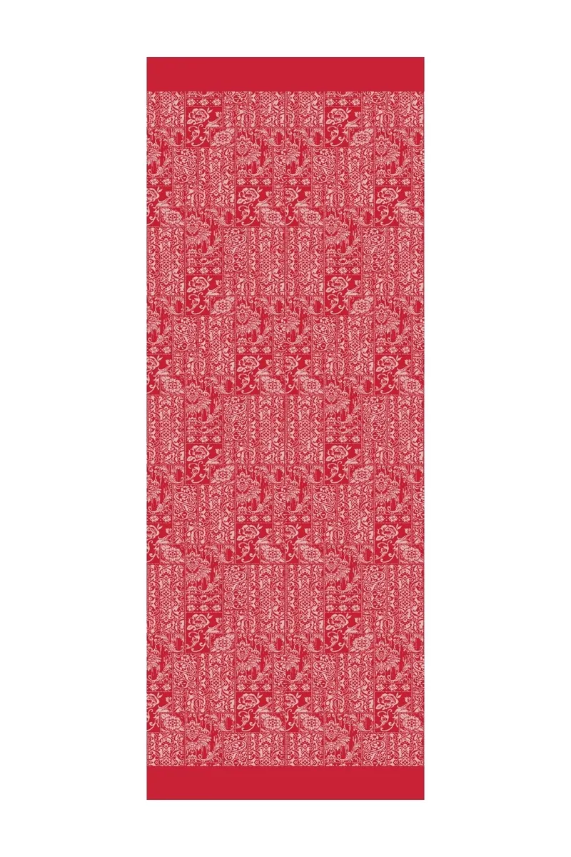 Bordo-Mint Yeşili Henna Desen Çift Taraflı Şal · Kaşmir
