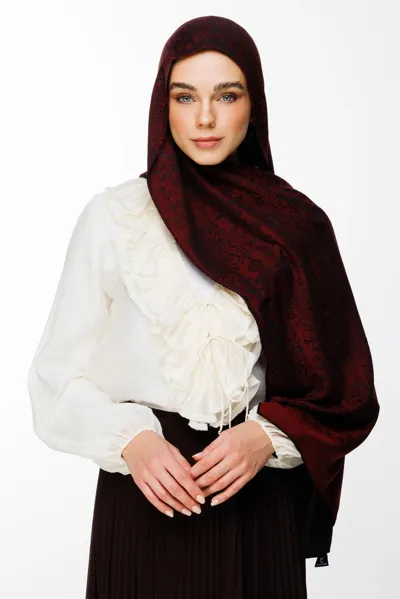 Siyah-Bordo Henna Desen Çift Taraflı Şal · Kaşmir
