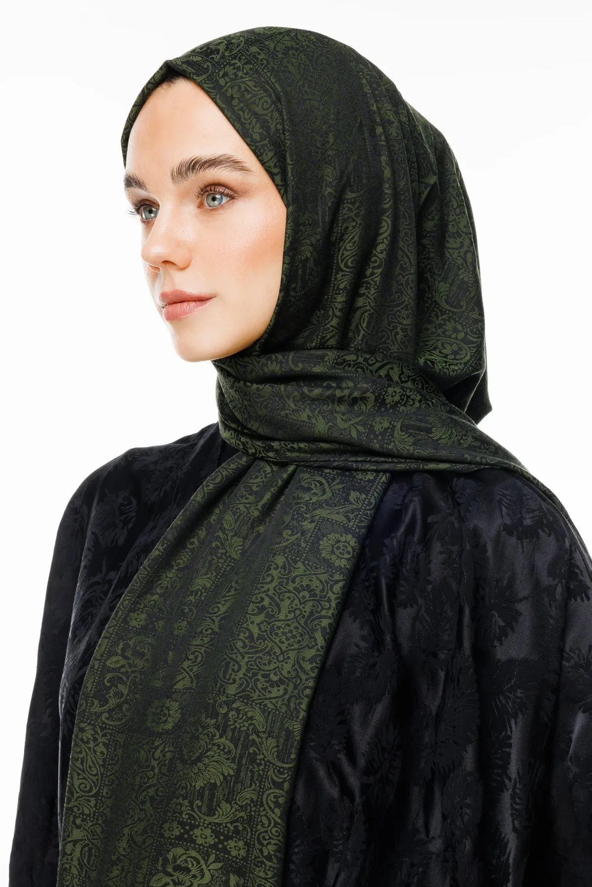 Siyah-Haki Henna Desen Çift Taraflı Şal · Kaşmir