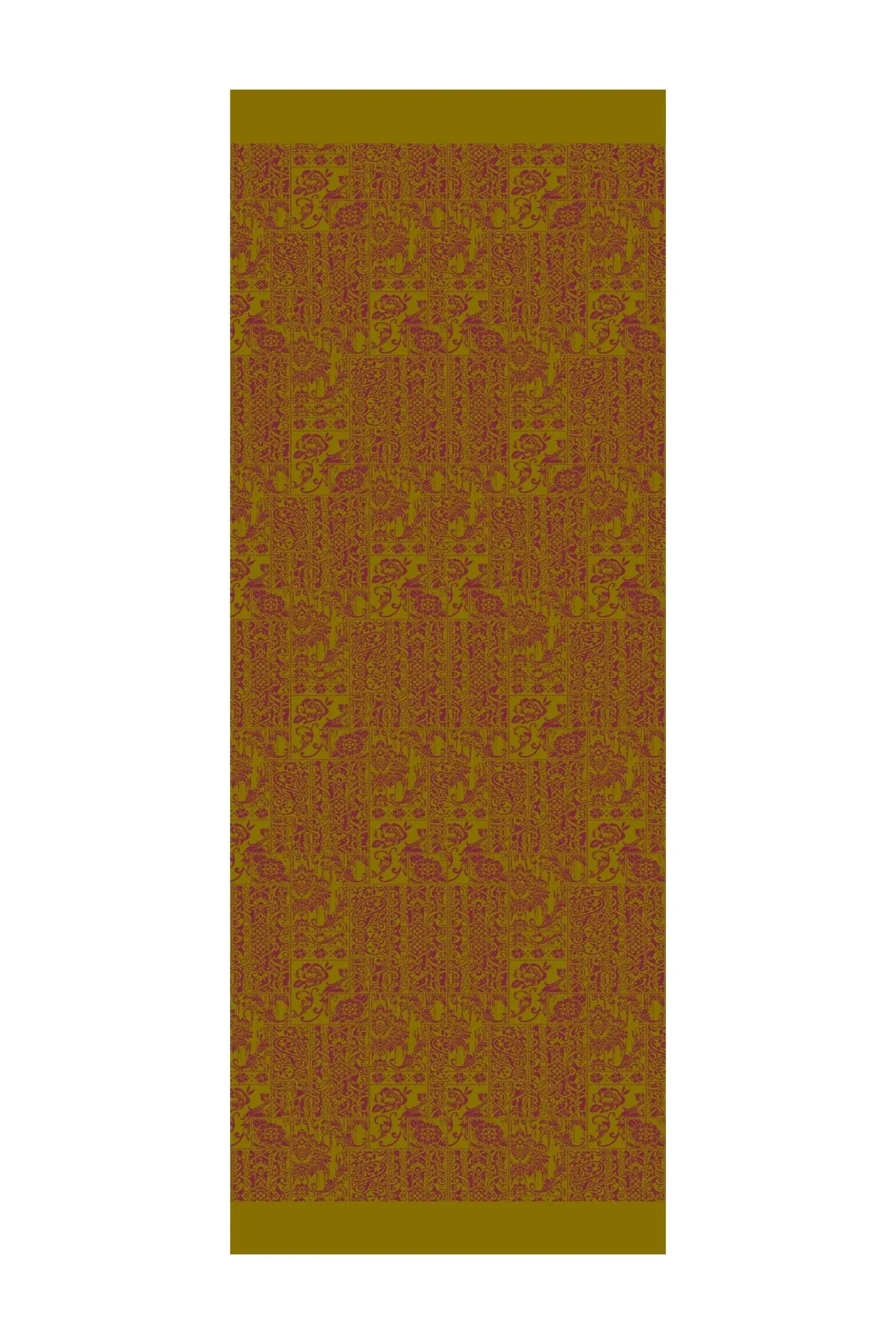 Yağ Yeşili-Mürdüm Henna Desen Çift Taraflı Şal · Kaşmir