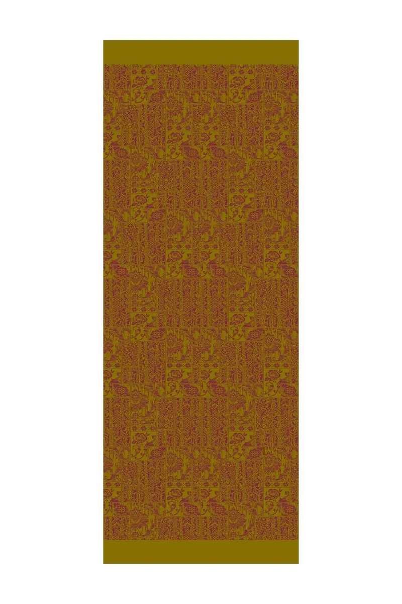 Yağ Yeşili-Mürdüm Henna Desen Çift Taraflı Şal · Kaşmir