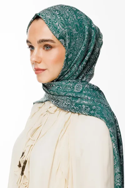 Zümrüt-Pembe Henna Desen Çift Taraflı Şal · Kaşmir