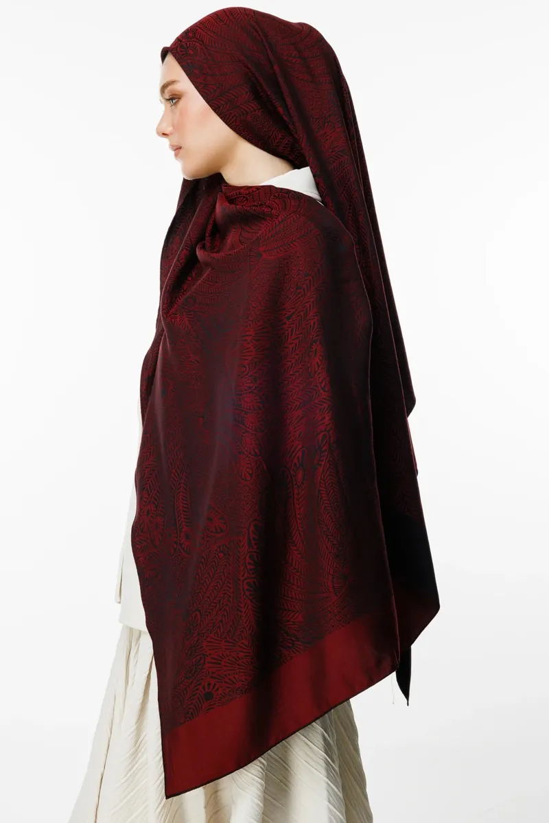 Siyah-Bordo Mayra Desen Çift Taraflı Şal · Kaşmir
