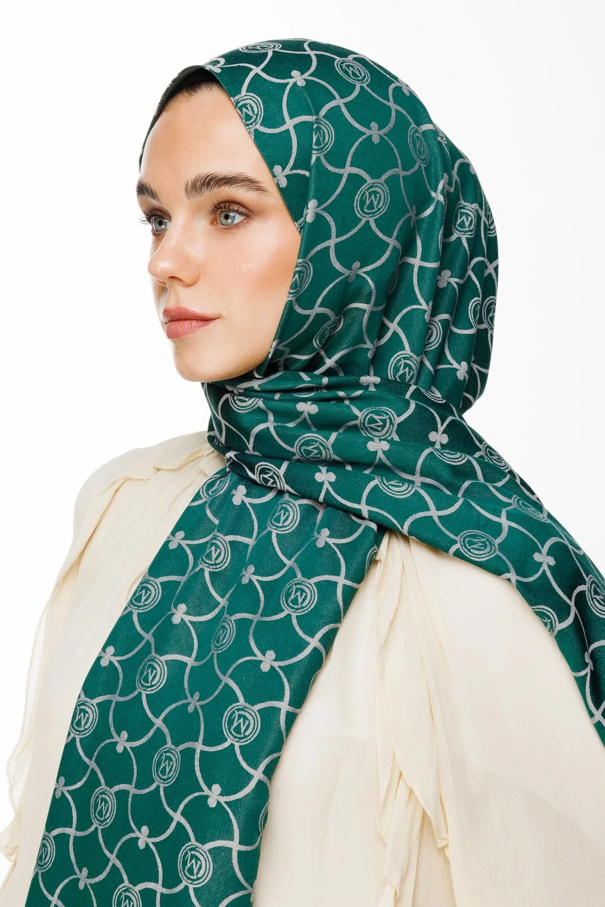 Zümrüt-Pembe Marrakech Desen Çift Taraflı Şal · Kaşmir