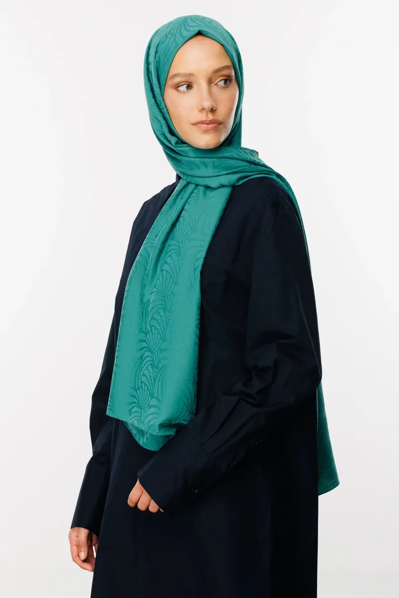 Mint Yeşili Artemis Desen İpeksi Jakar Şal