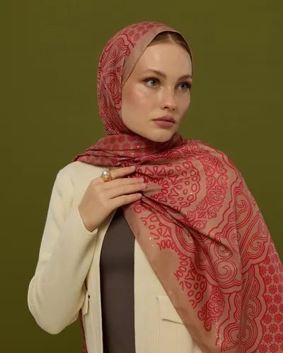 Kum Beji & Nar Çiçeği Bala Hatun Desen Şal - 08