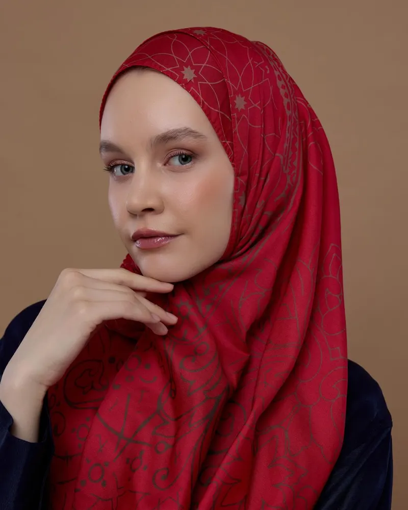 Nar Çiçeği & Kum Beji Efsunlu Desen Şal - 07