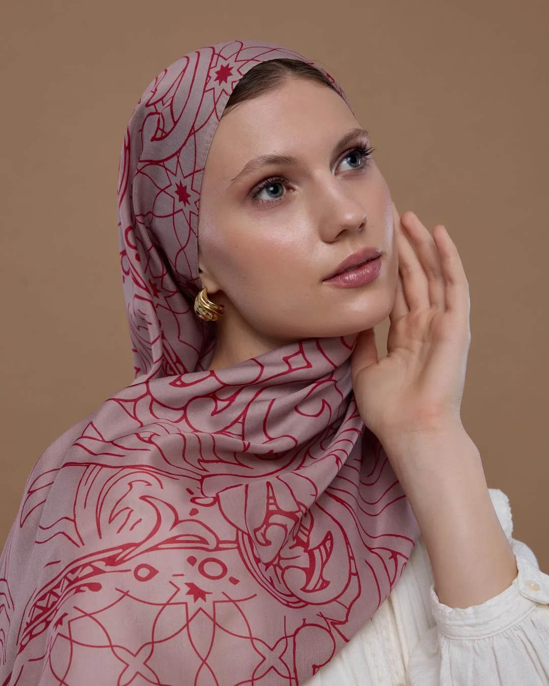 Fildişi & Gülkurusu Efsunlu Desen Şal - 10