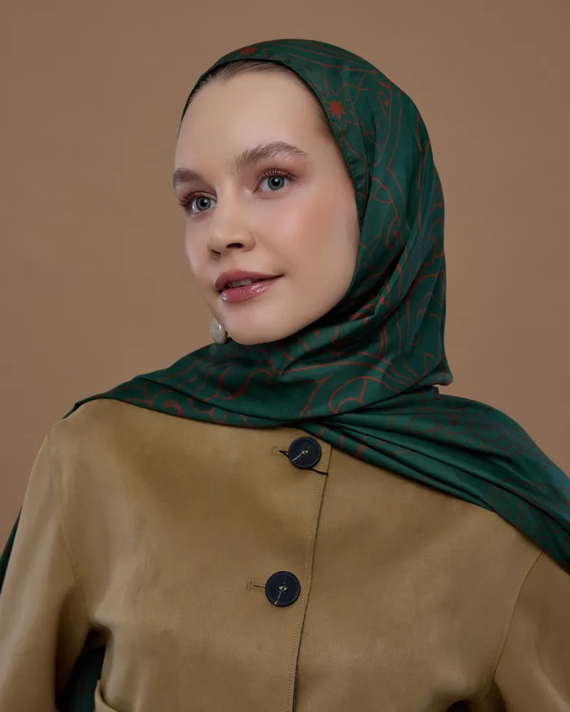 Petrol & Kakao Efsunlu Desen Şal - 64