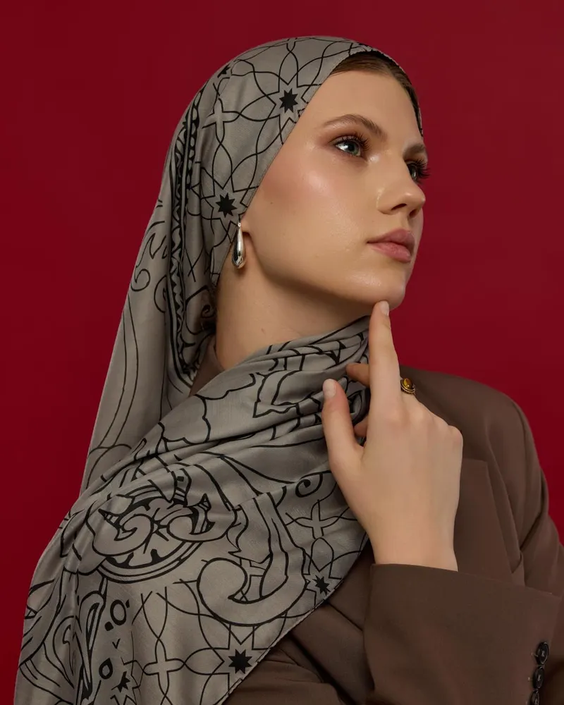 Krem & Gece Efsunlu Desen Şal - 68