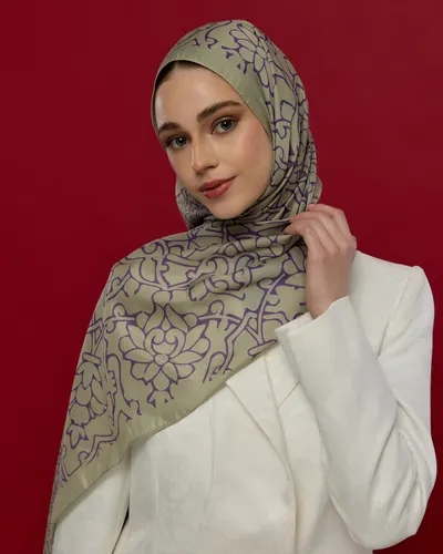 Krem Zencefil & Menekşe Harem Rüyası Desen Şal - 04