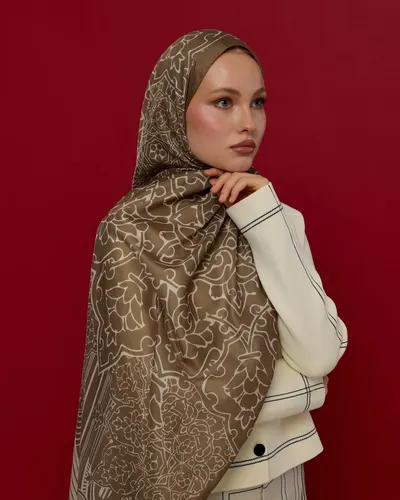 Toprak & Krem Fısıltı Harem Rüyası Desen Şal - 15