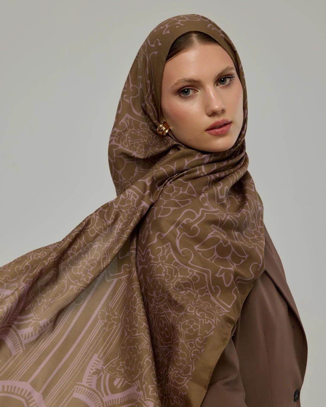 Kumral & Leylak Gölgüsü Harem Rüyası Desen Şal - 33