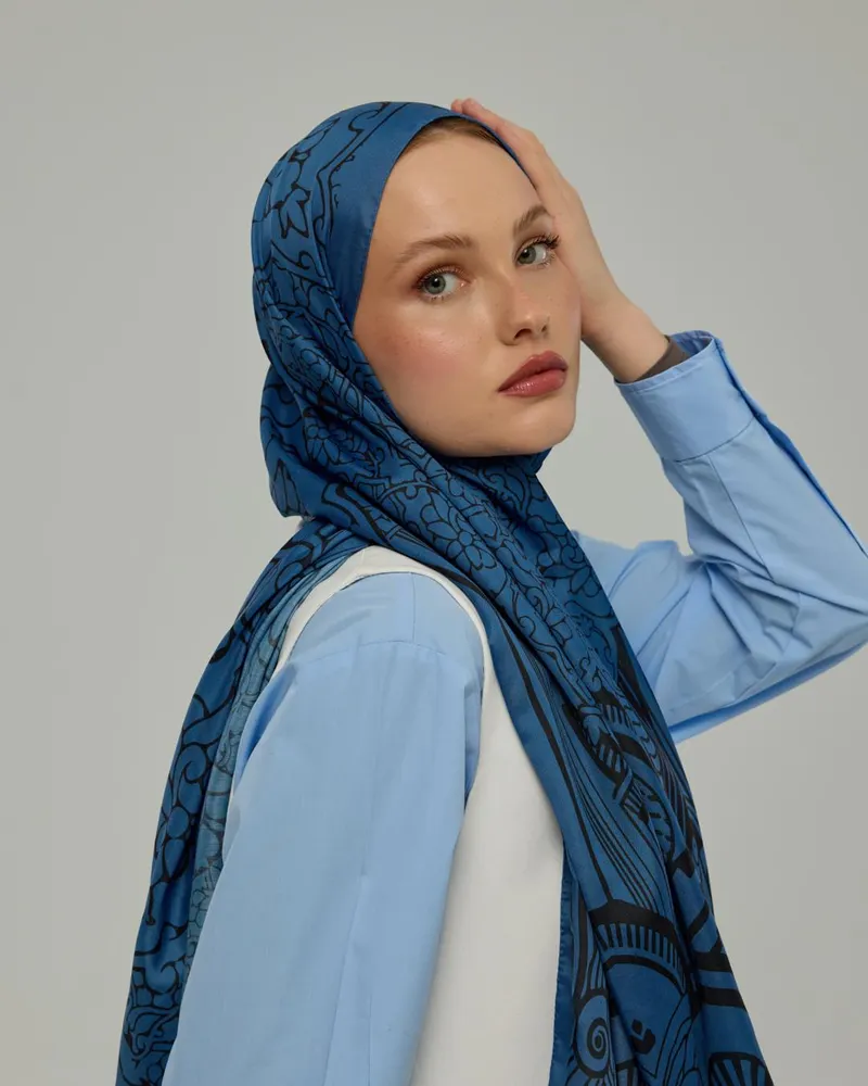 Mavi & Gece Harem Rüyası Desen Şal - 62