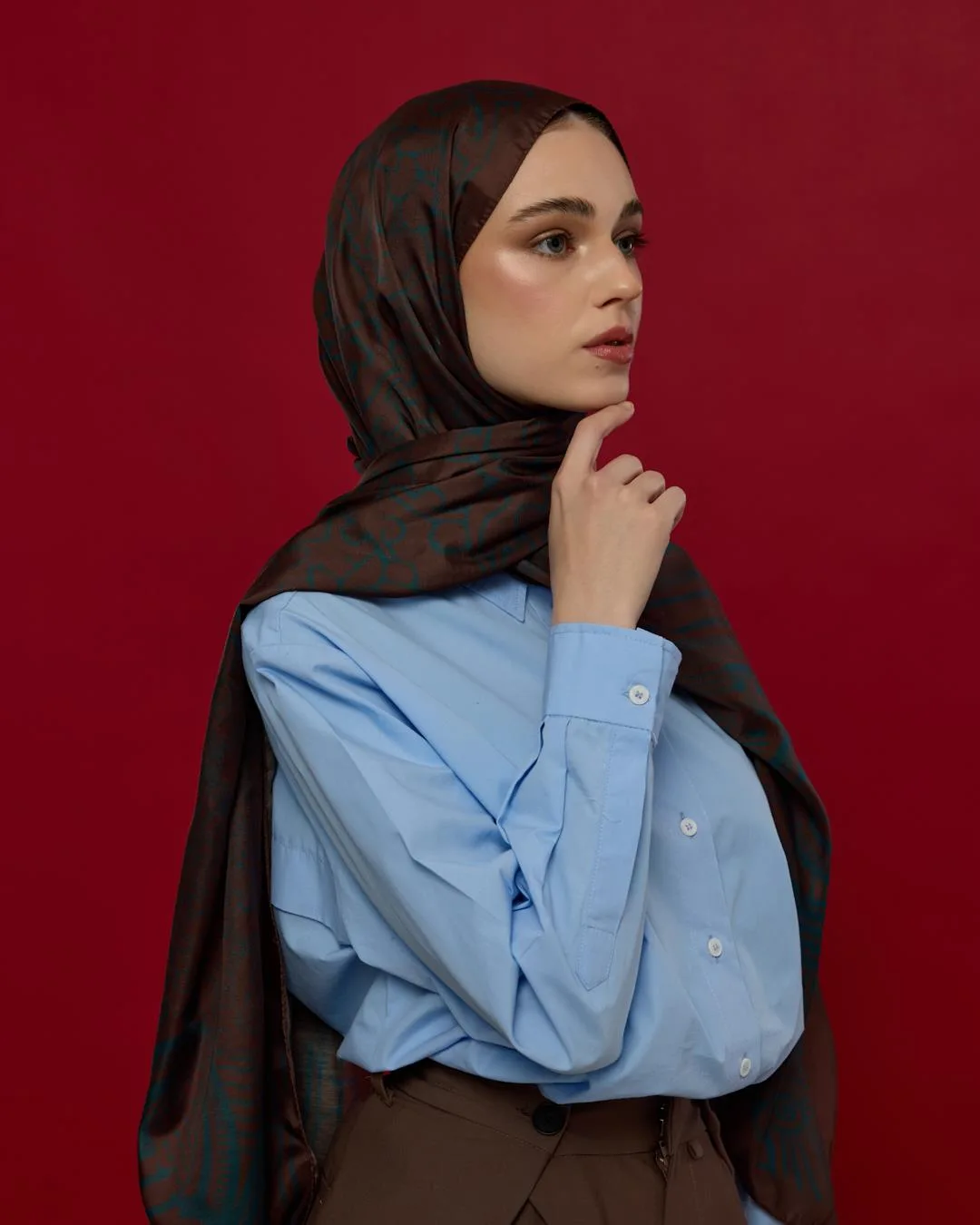 Kakao & Petrol Harem Rüyası Desen Şal - 63