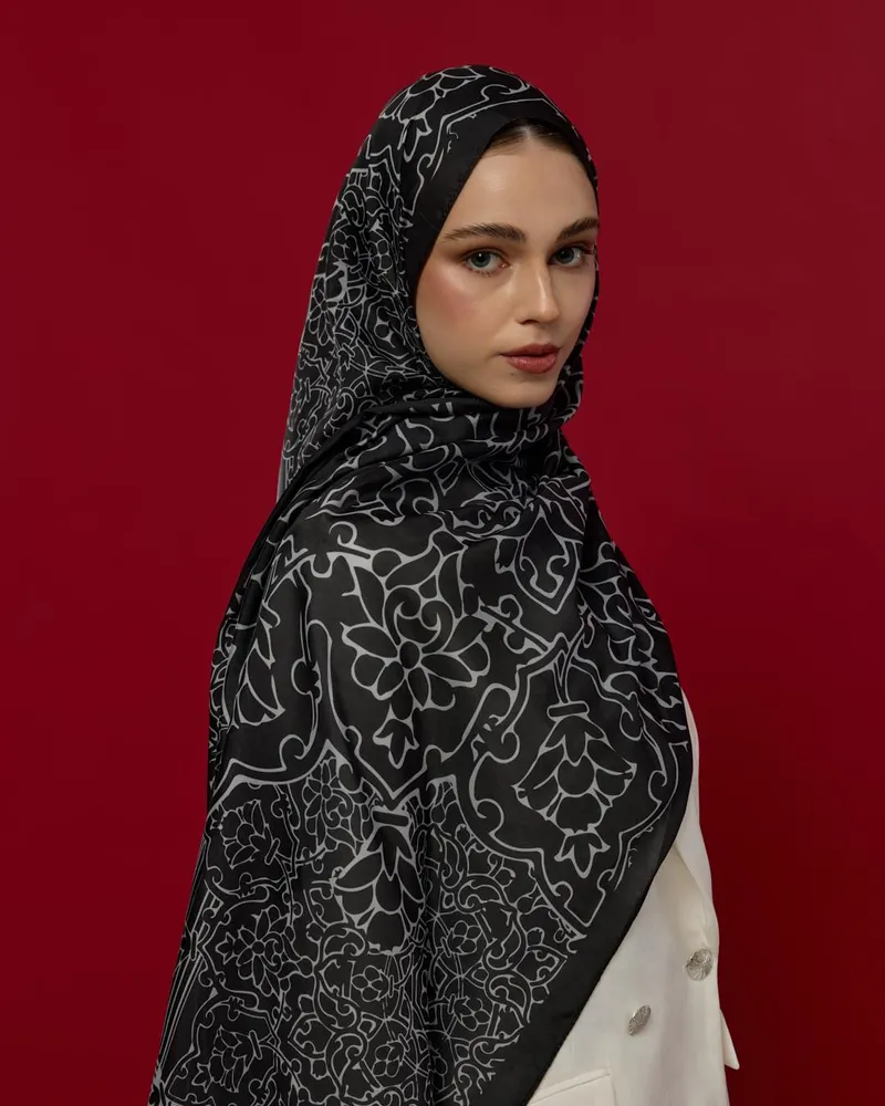 Siyah & İnci Harem Rüyası Desen Şal - 65