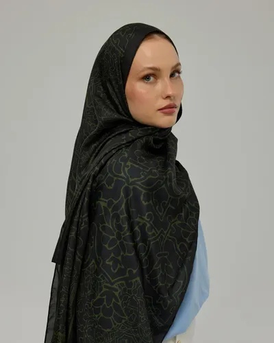 Siyah & Zeytin Harem Rüyası Desen Şal - 73