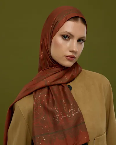 Kızıl Bakır & Koyu Yeşil Hürrem Desen Şal - 26