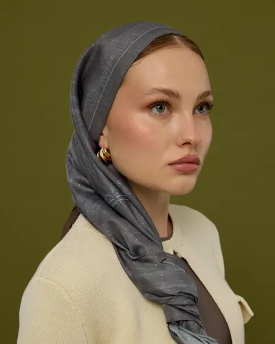 Füme Kahve & Buz Mavi Hürrem Desen Şal - 50