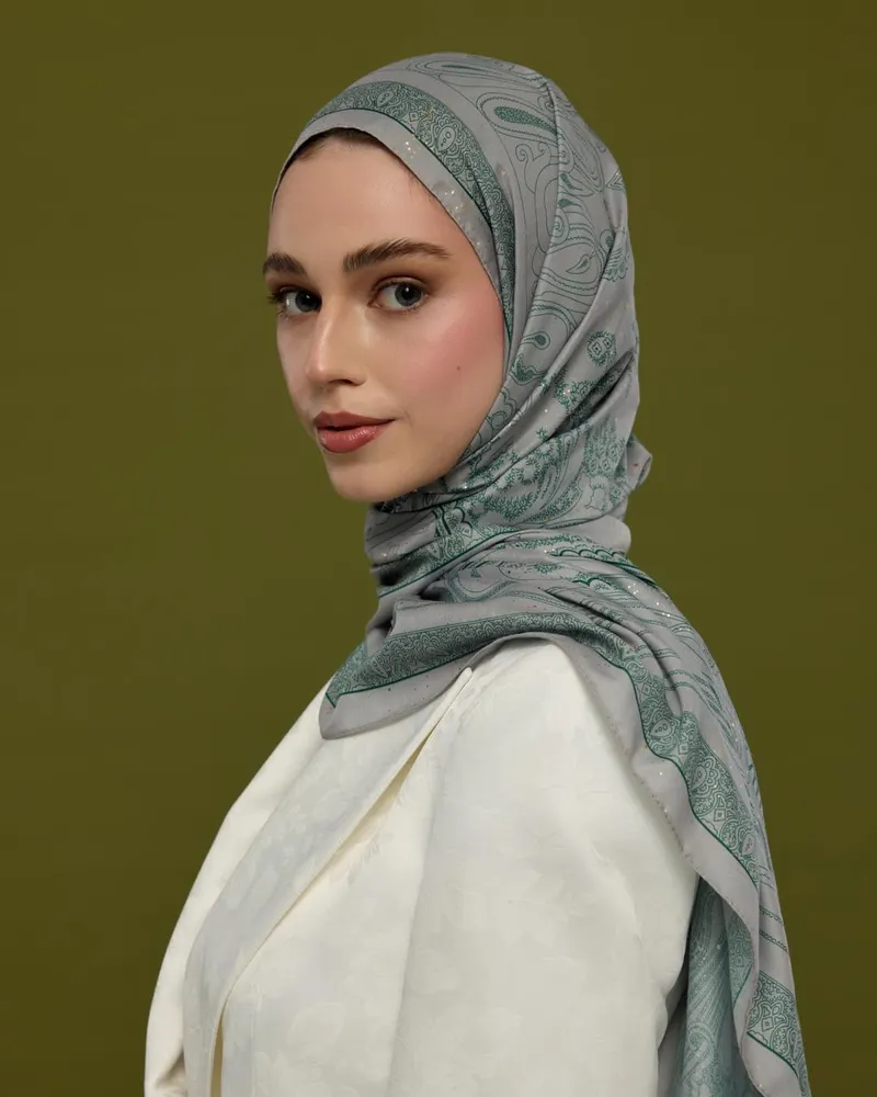Krem & Zümrüt Hürrem Desen Şal - 56