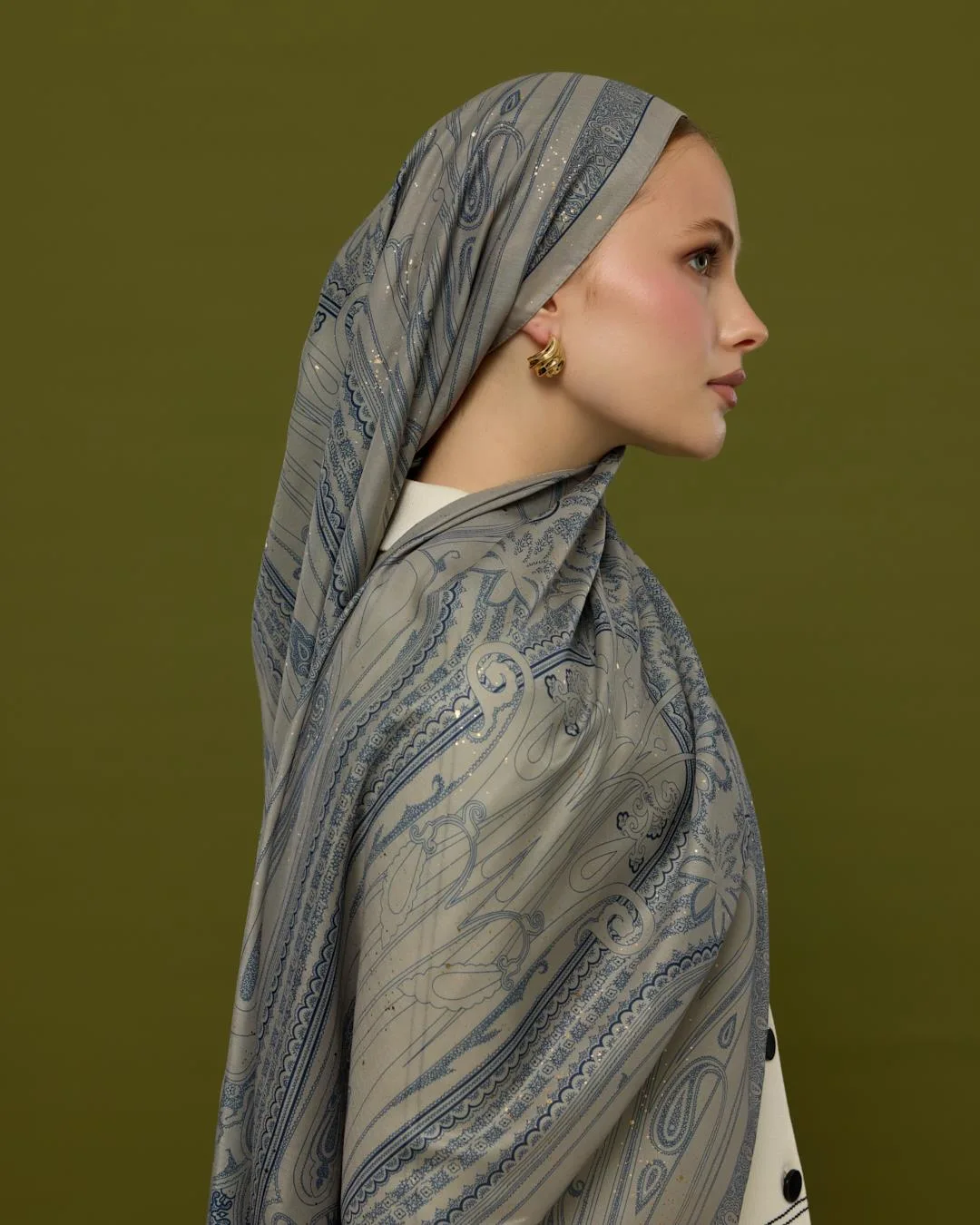 Bej & Lacivert Hürrem Desen Şal - 60