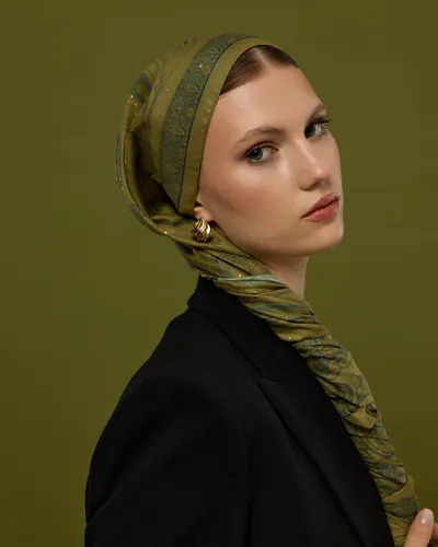 Altın & Lacivert Hürrem Desen Şal - 72