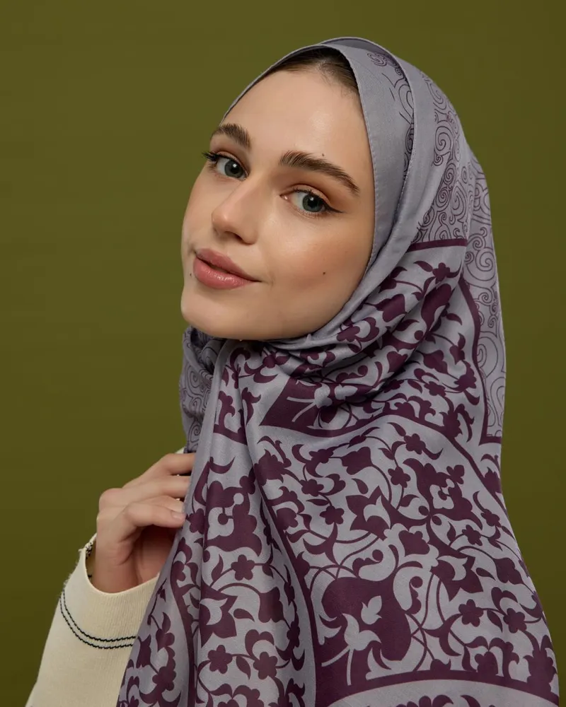 Leylak & Erguvani Saraylı Desen Şal - 02