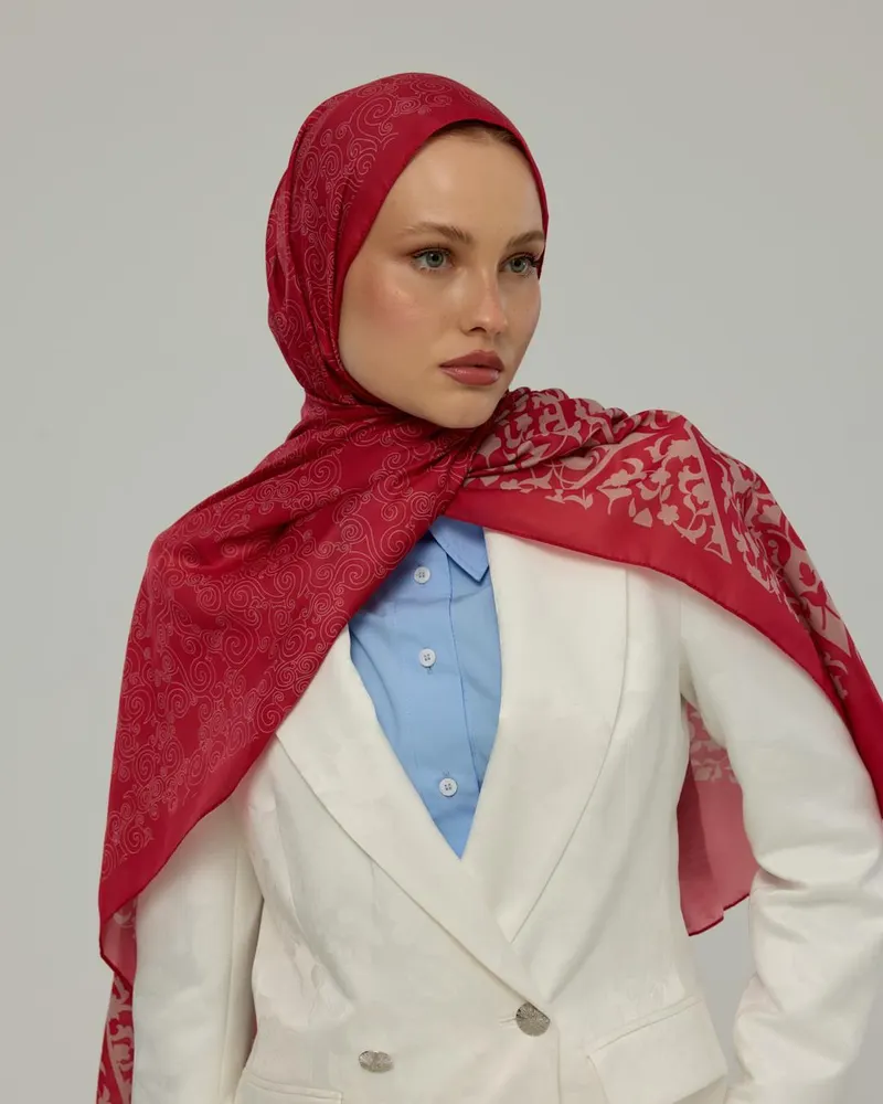 Gülkurusu & Fildişi Saraylı Desen Şal - 09