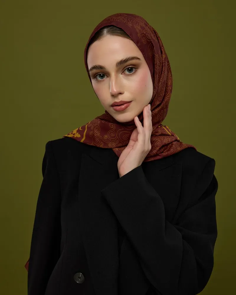 Tarçın Rüzgarı & Saf Altın Saraylı Desen Şal - 31
