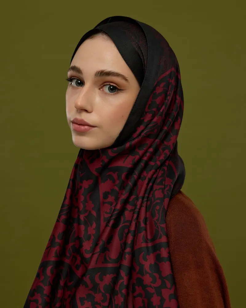 Nar & Lav Saraylı Desen Şal - 77