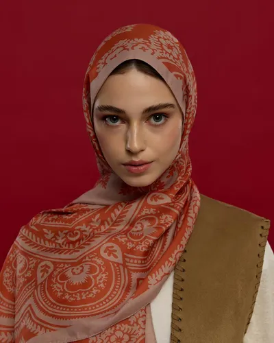 Krem Gölgesi & Kiremit Sultani Desen Şal - 30