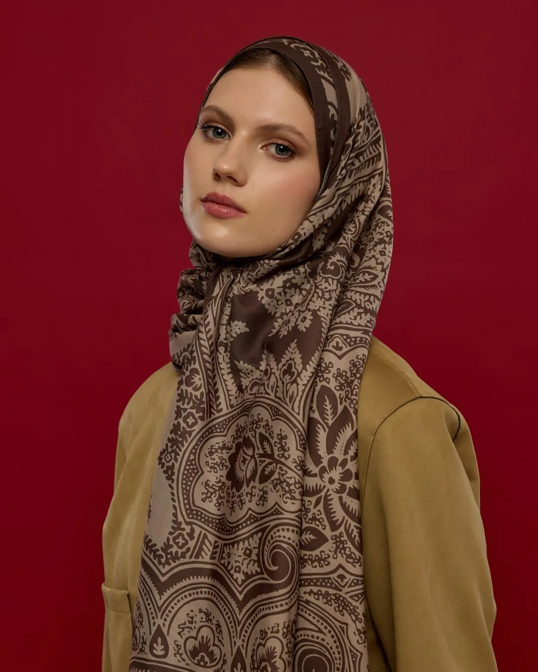 Kakao & Krem Tarçını Sultani Desen Şal - 35