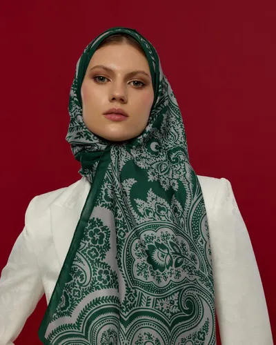 Zümrüt & Krem Sultani Desen Şal - 55