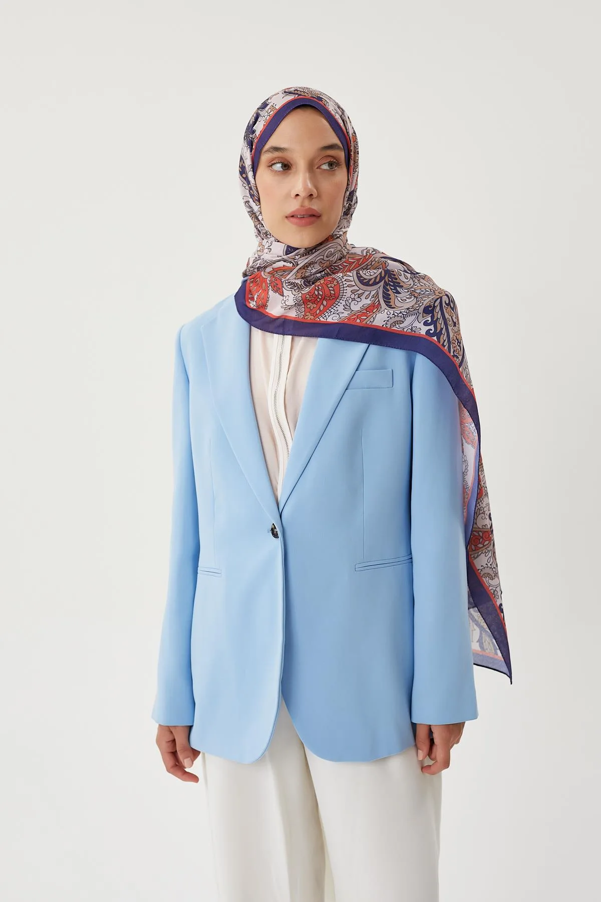 Morcivert & Nude Retro Desen Şal · Pamuk