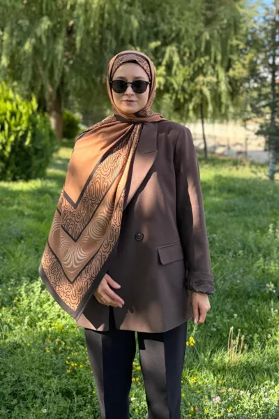 Mocha Karma Desen Pamuk Vual Şal